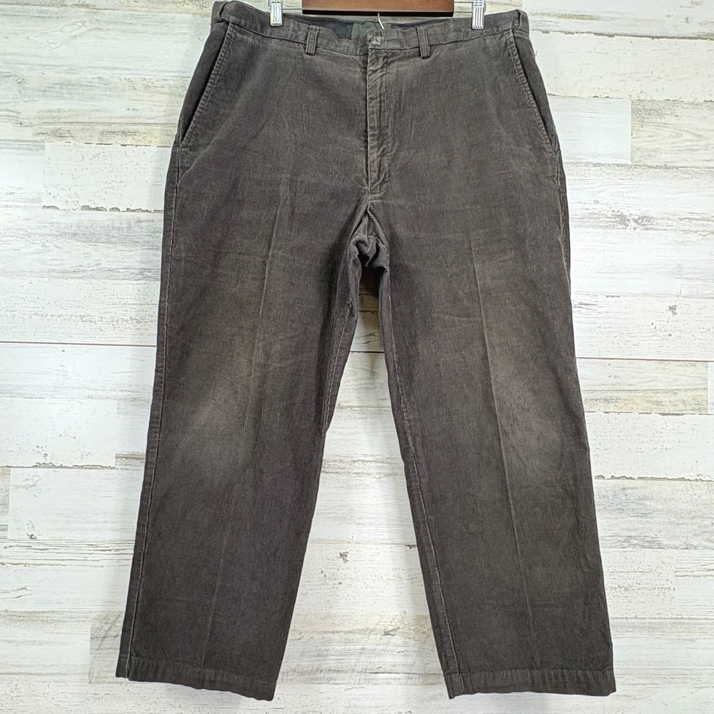 Haggar Generations‎ Mens Classic Corduroy Pants 38x27 Olive Green Flex Waist
